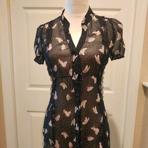 KIRRA SHEER BLACK AND PINK TOP
